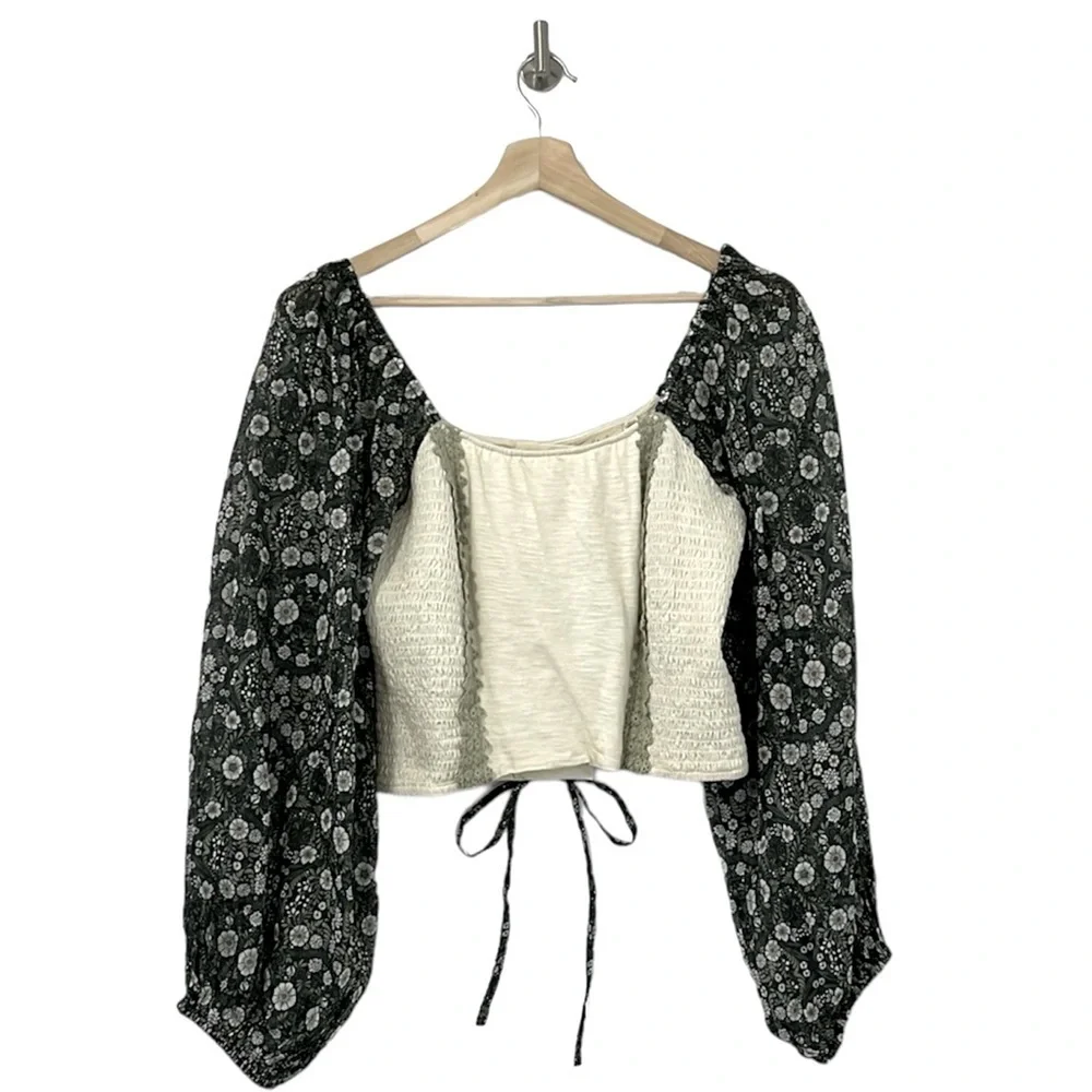 Anthropologie Forever That Girl Moss Shabby Chic Corset Back Shirt Size Medium M